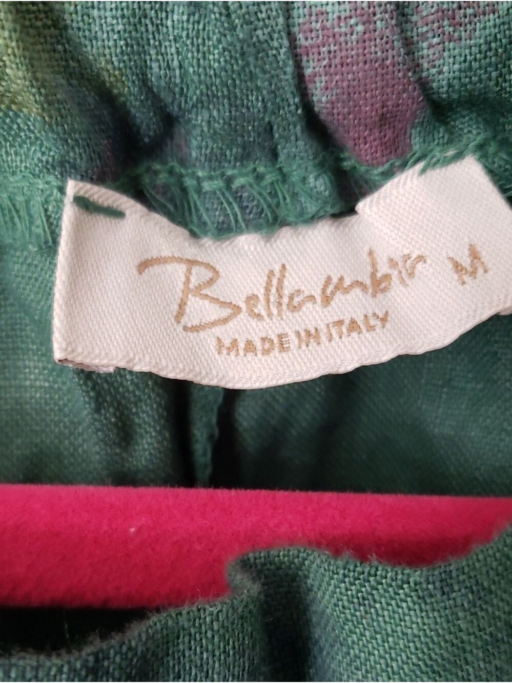 100% Linen Made In Italy Green Floral Halter Tie-Shoulder Maxi Dress - Picture 6 of 6